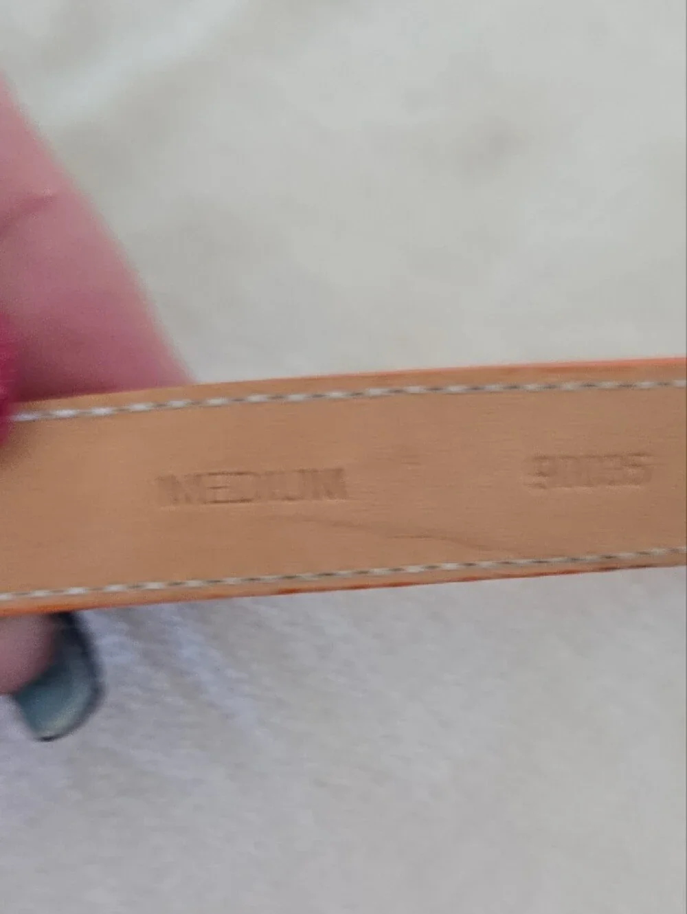 Coach Orange Leather Stud Belt with Gold Metal Hang Tag